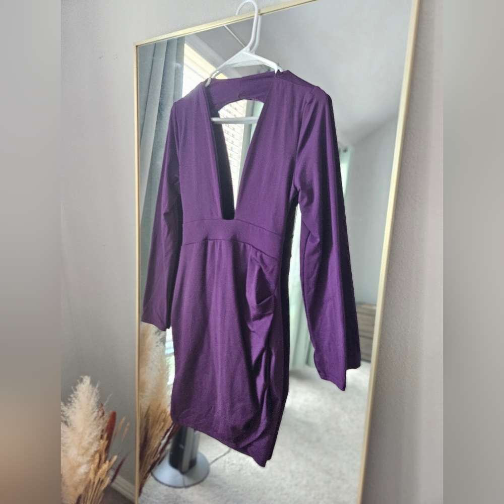 Ruched backless purple dress